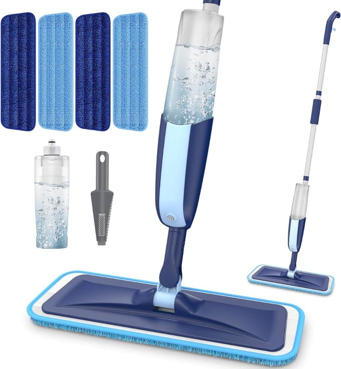 Core® Dweil Met Spray - Dweil - Mop - Blauw - ‎39cm x 13cm x 120cm