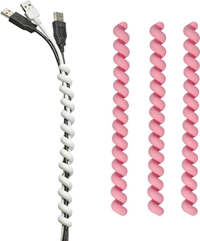 Kabelbinders - Flexibel - Cable Twister - Licht roze - Set van 3 stuks - 19 x Ø 1,5 cm