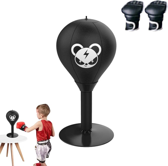 Desktop Bokszak - Mini Ponsbal - Stress verminderen - Zuignap bevestiging - 40 cm - Zwart