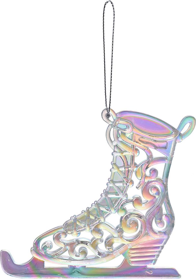 Clayre & Eef Kersthanger Schaatsen 12 cm Zilverkleurig Kunststof