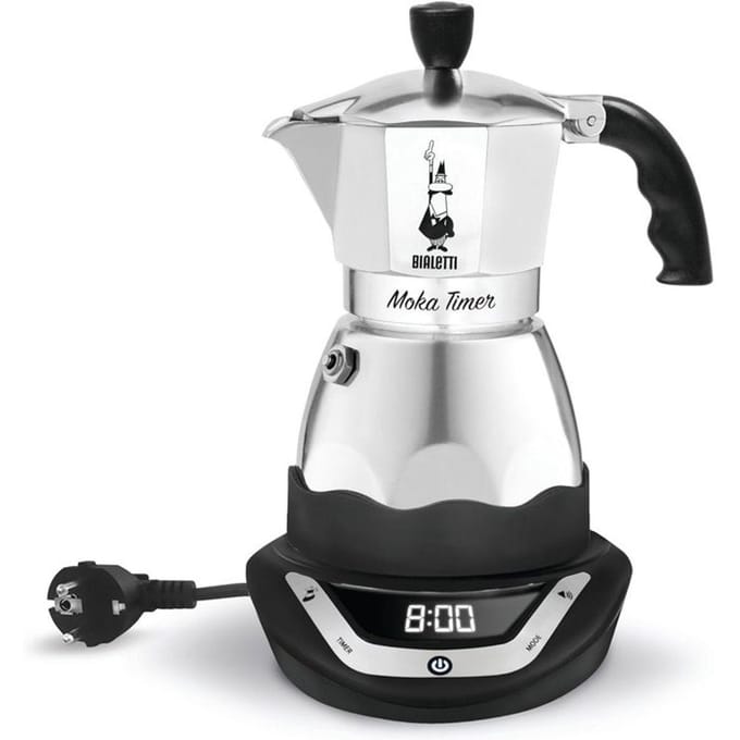 Cafetiere italienne électrique - BIALETTI - MOKA TIMER - 3 tasses - 120 ml - Inox