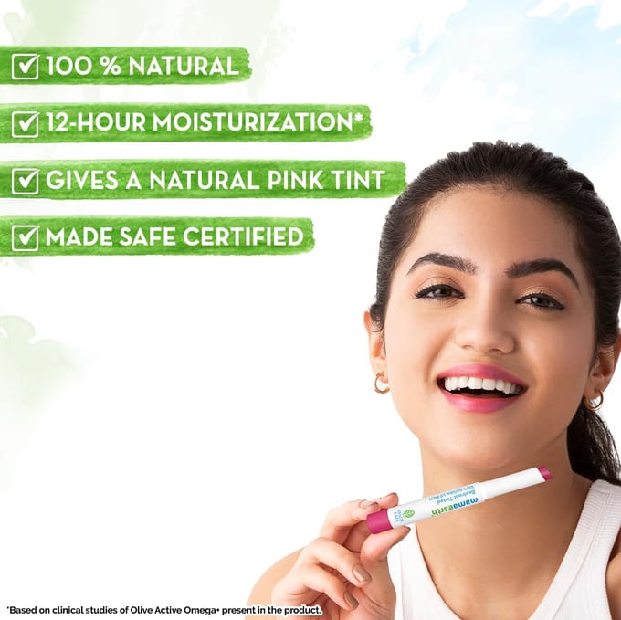 Mamaearth Rode Biet Getinte 100% Natuurlijke Lippenbalsem 2 g voor Droge Gebarsten Lippen Natuurlijke Roze Tint white