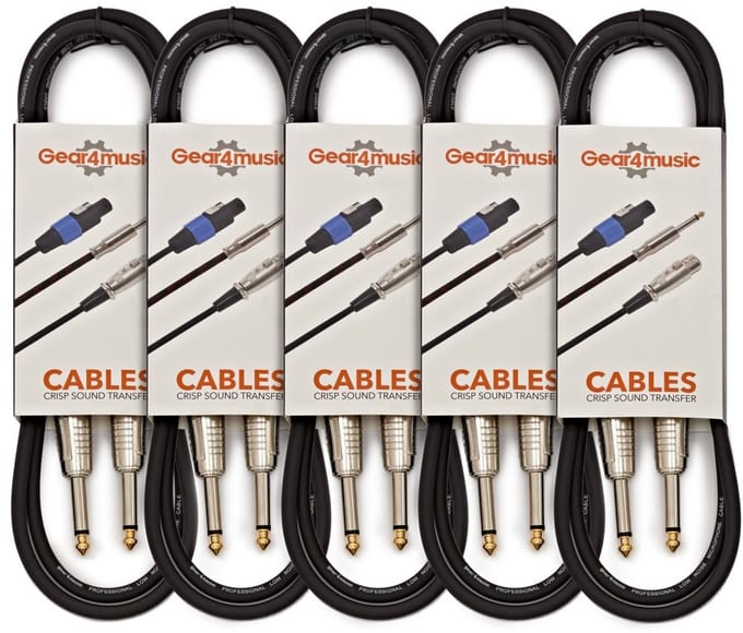 Set van 5 Jack Instrumentkabels, 1 m