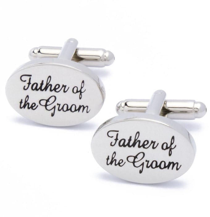 Manchetknopen - Father of the Groom Tekst Zilver Ovaal
