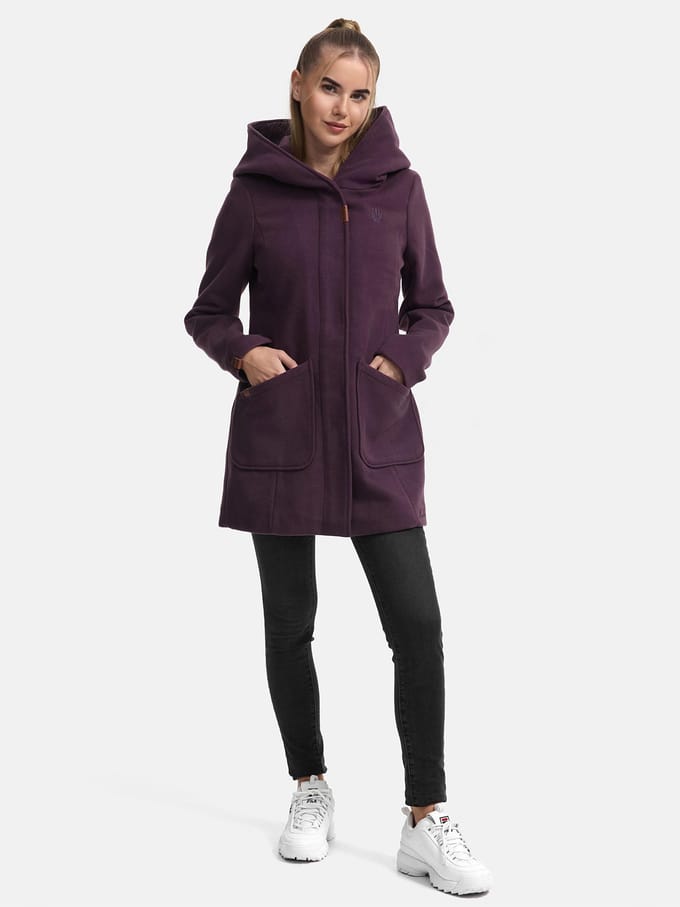 Marikoo dames wintermantel met capuchon en getailleerd model