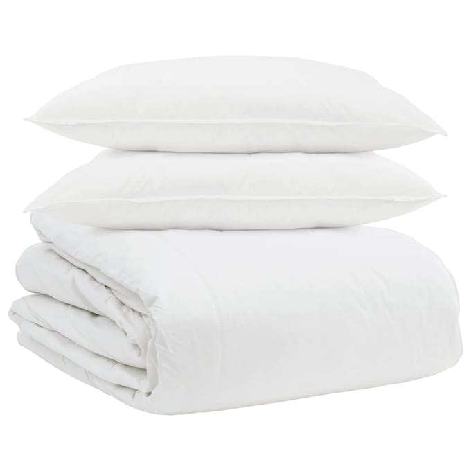 vidaXL - Deken - Set - met - kussen - 3 - st - Wit - Donsveer