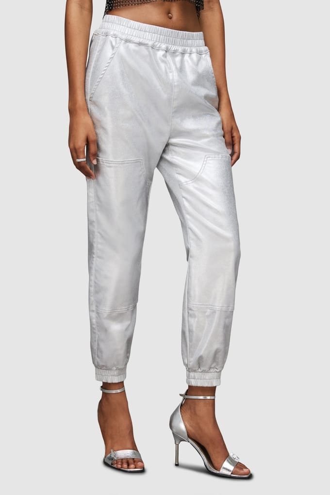 AllSaints Yara Coated Jogger Silver Größe: 2 | Jogginghosen Outlet | Damen | Grau