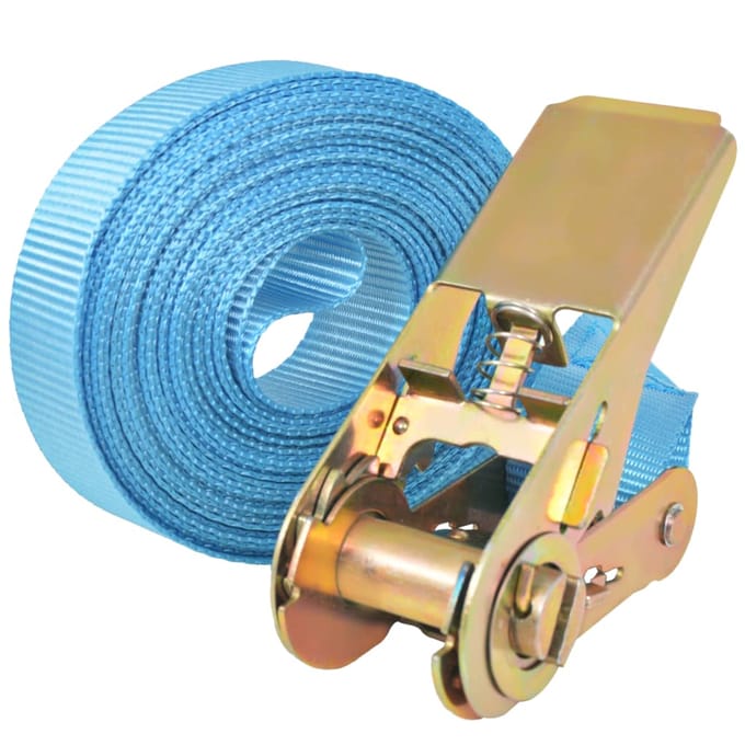 Sangles d'arrimage à cliquet 10 pièces Capacité 0,8 tonne 4 m * 25 mm Bleu