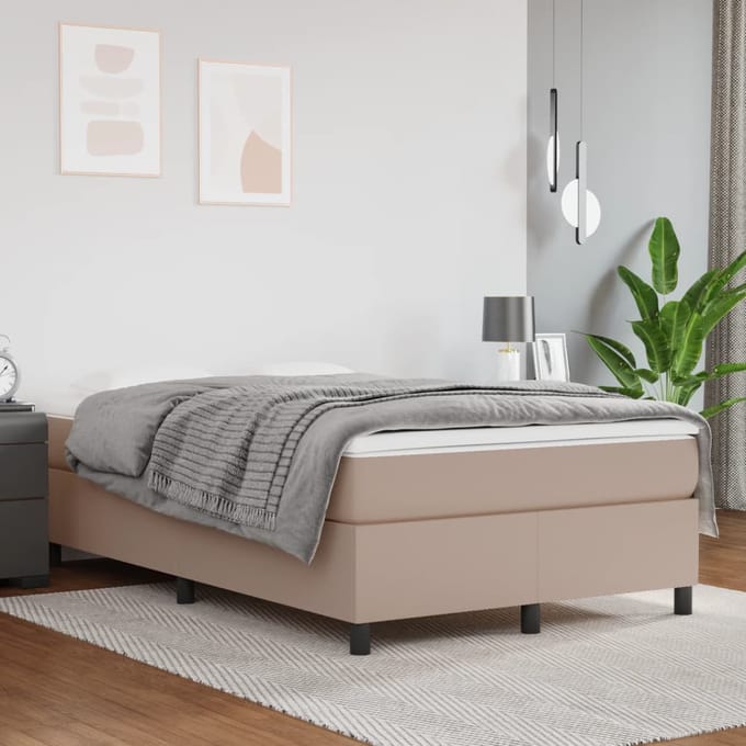 vidaXL - Boxspring - bed - kunstleer - cappuccinokleurig - 120x200 - cm