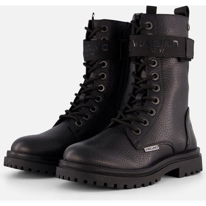 Vingino Vingino Evi Xhi Veterboots zwart Leer