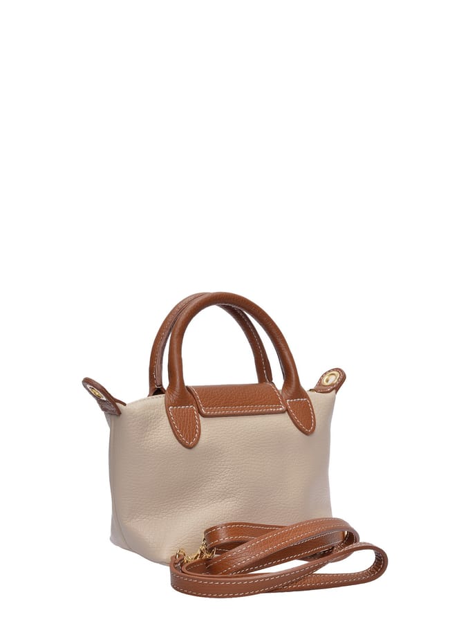 Roberta M Beige Rundleer Tas