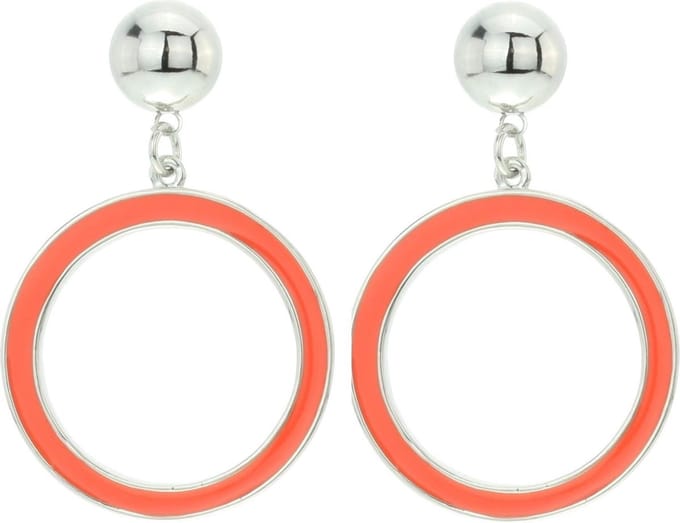 Behave - Ronde oorbellen met kleuraccent - Retro stijl - 5,5 cm