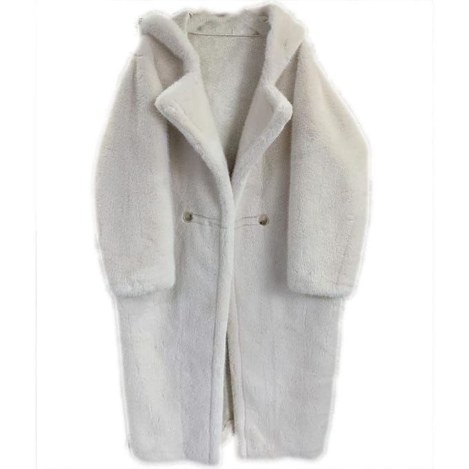 Pelsjas Dames Europese Nerts Capuchon Imitatie Nerts Teddybeerjas Lang One size white