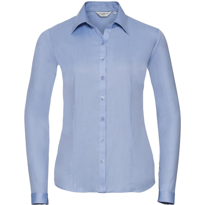 Russell Dames/Dames Visgraat Werkshirt met lange mouwen (Lichtblauw)