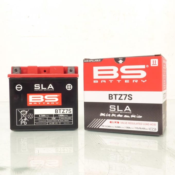 Batterie SLA BS Battery pour Scooter Sym 50 Red Devil 2003 à 2014 YTZ7S / 12V 6.3Ah Neuf