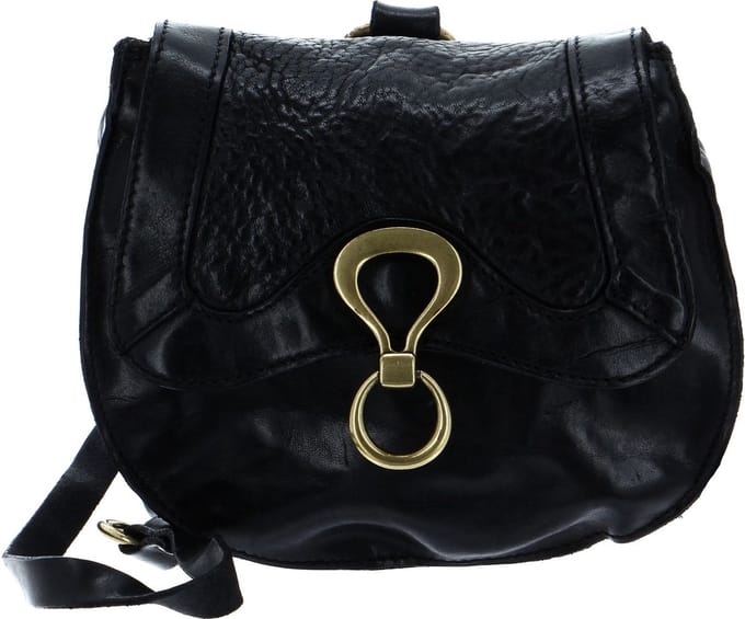 CAMPOMAGGI Leren Schoudertas Handtas Mini Crossbody Bag Nero Zwart