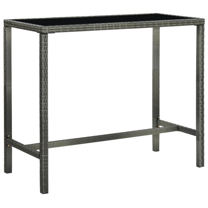 vidaXL - Tuinbartafel - 130x60x110 - cm - poly - rattan - en - glas - grijs