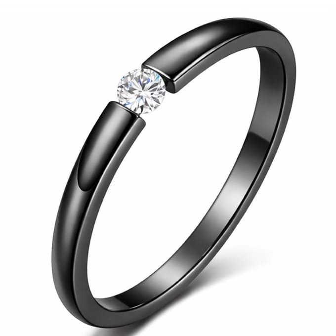 Cilla Jewels edelstaal ring Crystal Black-16mm