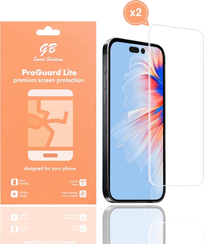 GB ProGuard Lite screenprotector - geschikt voor iPhone 15 Pro Max - 2 stuks - Ultradun Gehard Glas