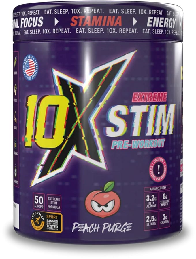10X - Athletic - PRE WORKOUT - Engergy - Stim - PWO - Peach Purge - Perzik