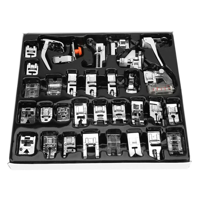 Machine à coudre domestique Ensemble de pieds-de-biche multifonctions pour travaux de couture(32Pcs) gray