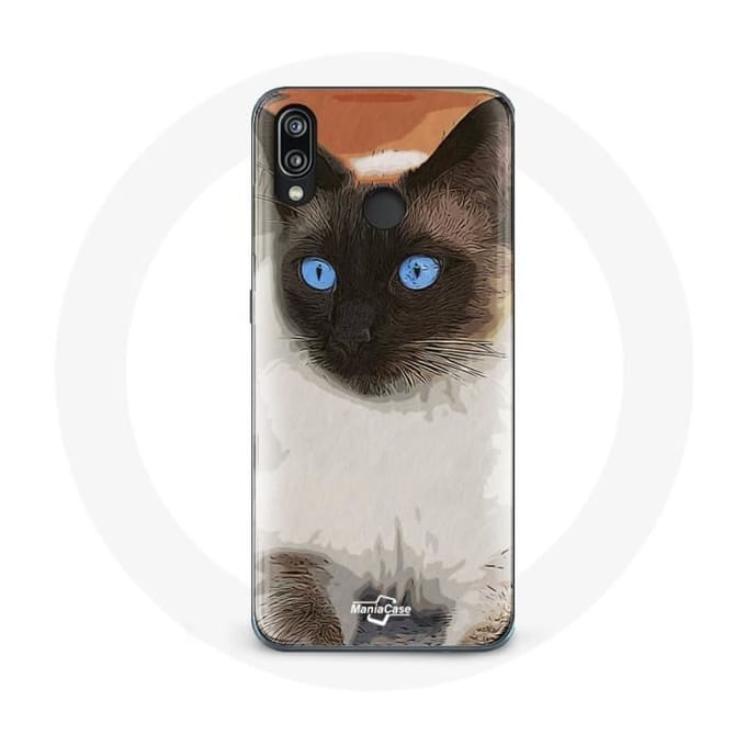 Coque pour Huawei P20 Lite Siamois Noir et blanc Yeux Bleus