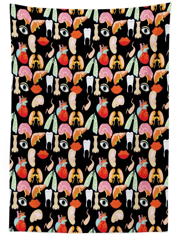 ABAKUHAUS Hawaii Tafelkleed – 140x200 cm – Satijn, Lichtblauw/Multicolor