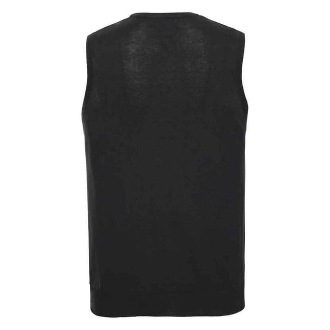 Russell Collection Heren Gebreid V Hals Mouwloos Sweatshirt (Zwart)