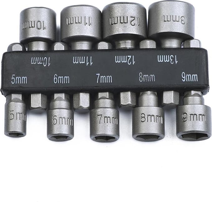 DW4Trading 9-delige Metrische Zeskant Dopsleutel Set in Houder - 5-13 mm
