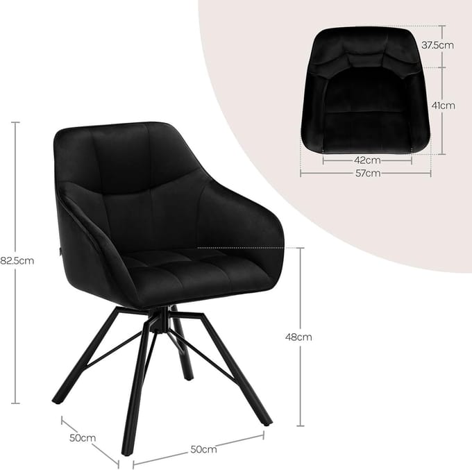 Eetkamerstoelen Set van 6 Draaibaar - Zwart - Novihome