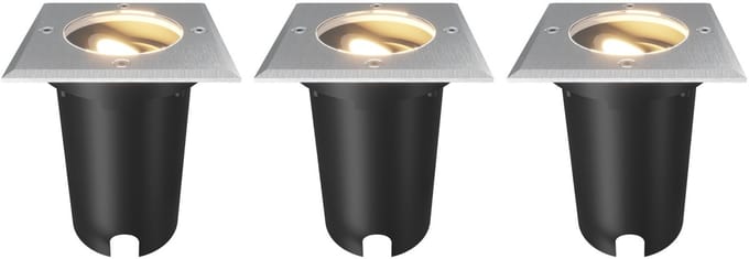 Ledvion Set van 3 LED Grondspot Buiten IP67 10W 230V GU10 vierkant