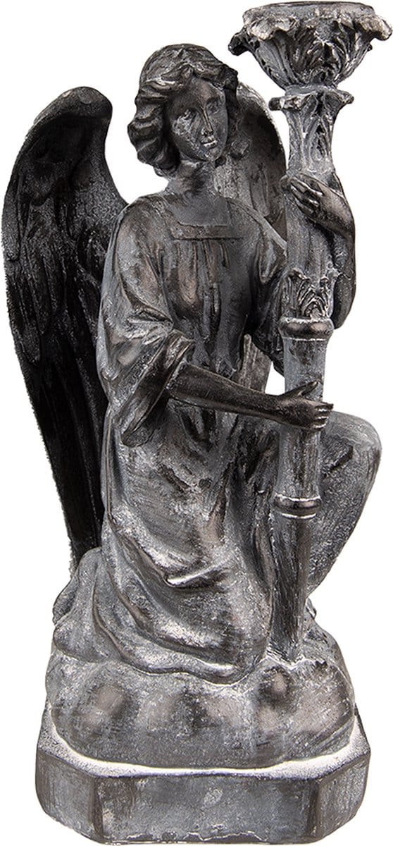 Clayre & Eef Kandelaar Engel 29 cm Grijs Kunststof