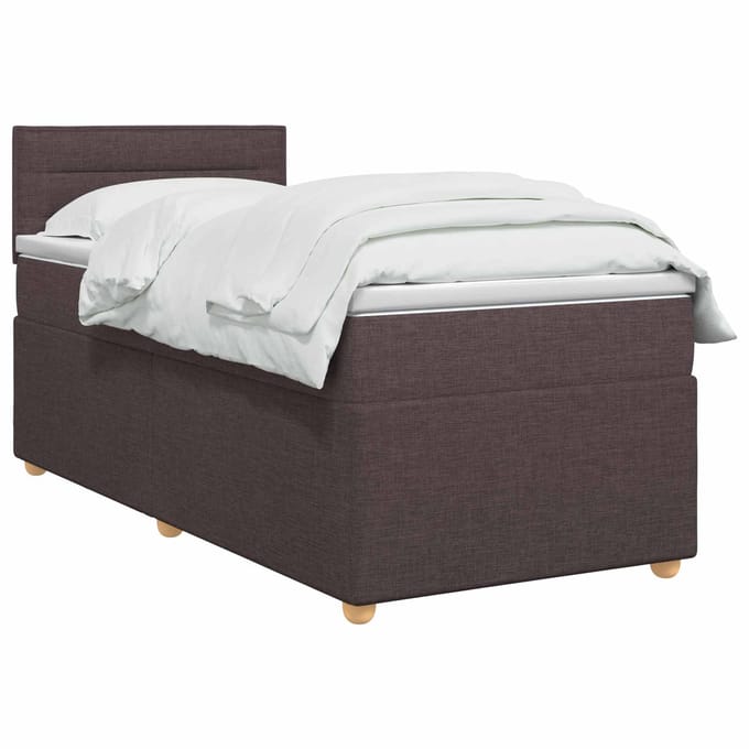 vidaXL - Boxspringbed - met - matras - Donkerbruin - 90 - x - 200 - cm - Stof