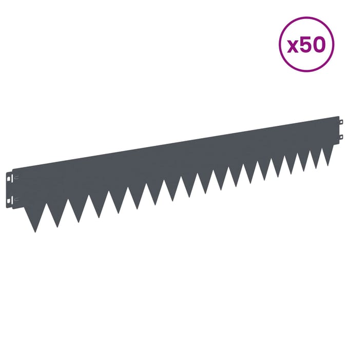 vidaXL - Gazonrand - 50 - st - 103 - x - 15 - cm - Staal - Antraciet