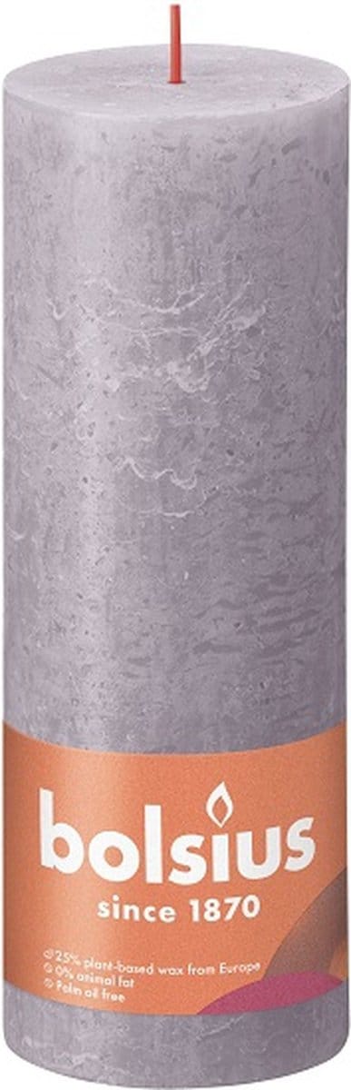 4 stuks Bolsius paars rustiek stompkaarsen 190/68 (85 uur) Eco Shine Frosted Lavender