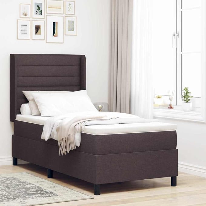 vidaXL - Boxspring - bed - met - kussen - Donkerbruin - 200 - x - 100 - cm - Stof