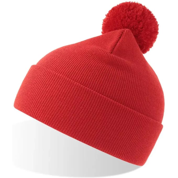 Atlantis Headwear - Wind-S Beanie with Pompom - Red - One Size