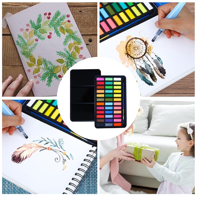 36 aquarelverfset met 1 * penseel / 2 * vulpen / 1 * afdrukken van boekkunst