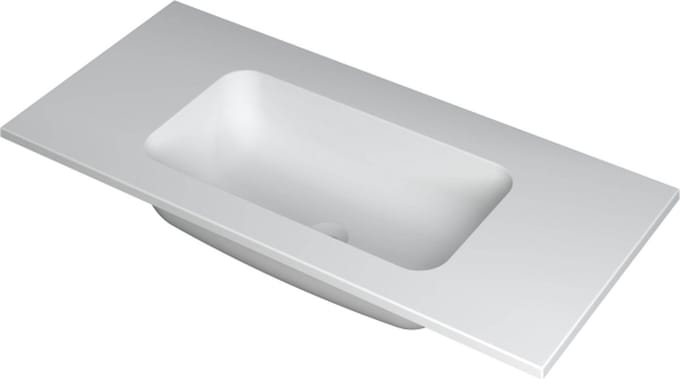INK® Faktor wastafel polystone midden zonder kraangat 100x45x1,5cm, mat wit