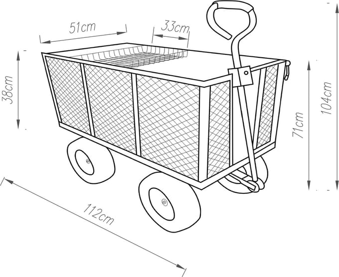 Bolderkar Corropoli 112x51x71 cm zwart en geel pro.tec