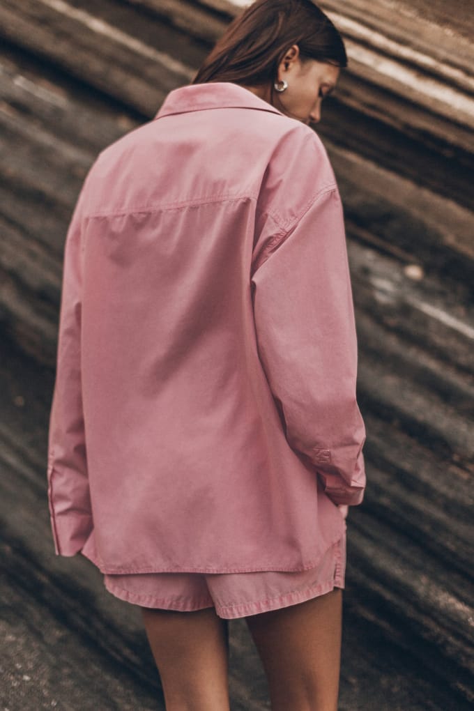 Mikuta The Pink Cotton Oversized Shirt Pink Maat: S | Longsleeves Outlet | Dames | Roze