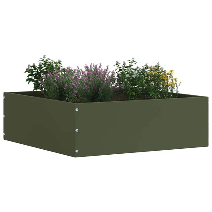 vidaXL - Gazonrand - 40 - x - 40 - x - 13 - cm - Staal - Olijfgroen