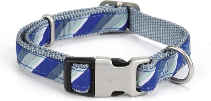 Nylon halsband Diago. Blauw, verstelbaar.