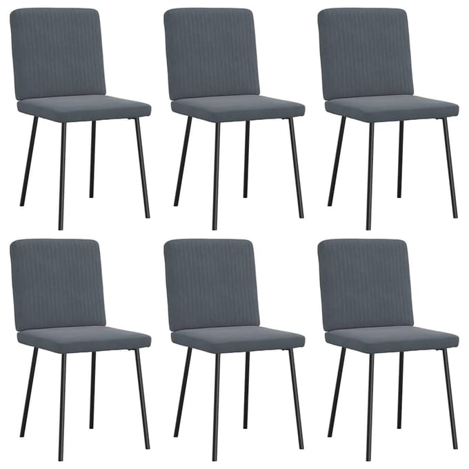 vidaXL - Eetkamerstoelen - 6 - st - fluweel - donkergrijs