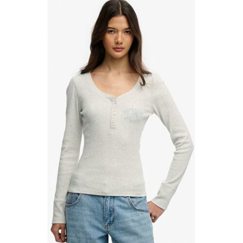 Dames T-shirt met lange mouwen en knopen Superdry Athletic