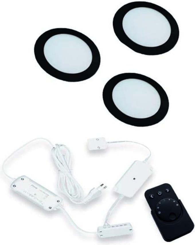 Hera FR-55 Dynamic Led set van 3 spots met dimmer inbouw 24V/15W zwart