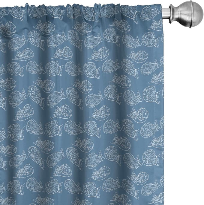 ABAKUHAUS Marine – 2x75x175 cm – Voorhangpaneel – Microvezel, Halfdonker, Digiprint