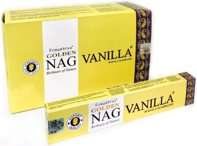 Golden Nag Vanille Wierook – 12 pakjes á 15 gram