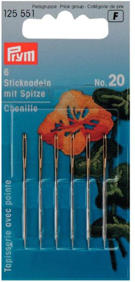 Borduurnaalden staal No. 20 m. punt 1,00x43mm 6 st.