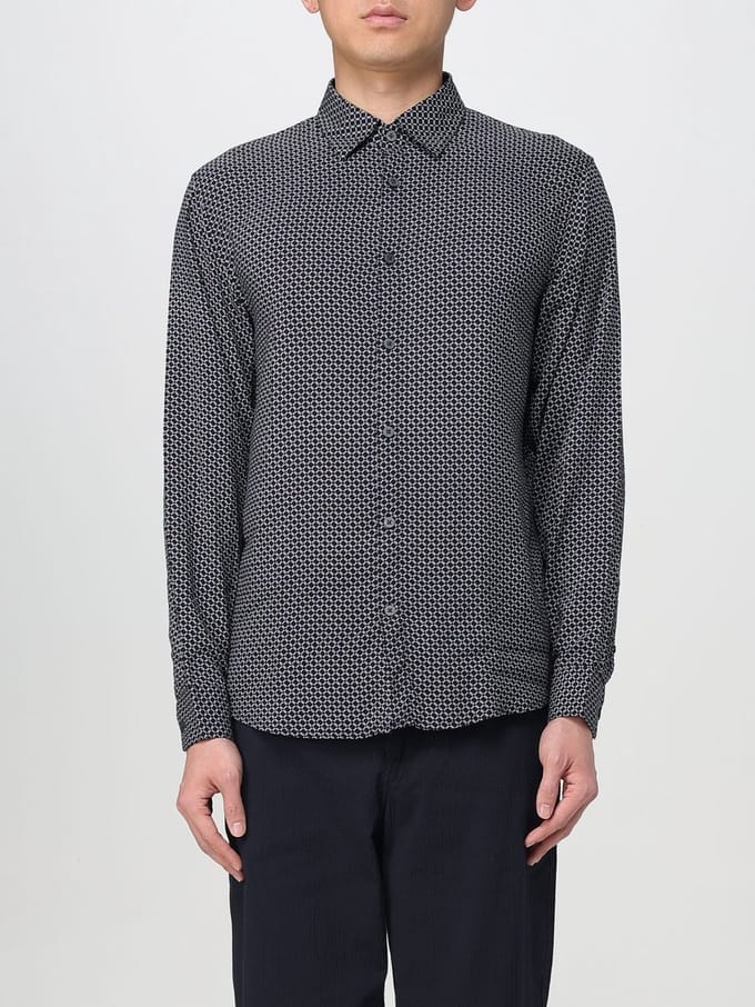 Geometric Pattern LongSleeve Shirt - Navy